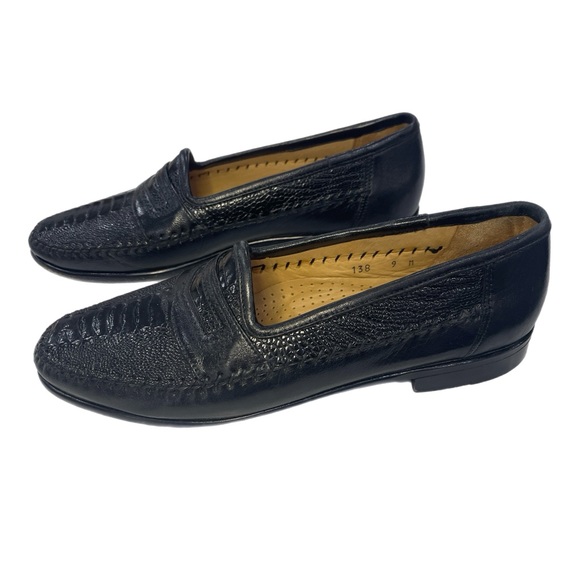 Zelli Italia Black Roma Nile Crocodile And Calf Skin Leather Penny Loafer 9 M main image 8
